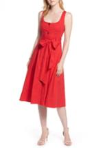 Women's 1901 Button Front Fit & Flare Midi Dress - Red