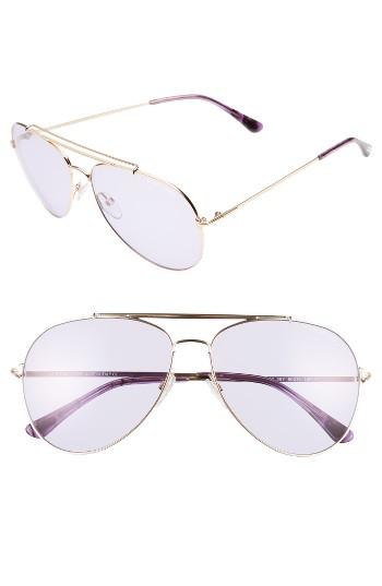 Women's Tom Ford Indiana 60mm Aviator Sunglasses - Rose Gold/ Striped Purple