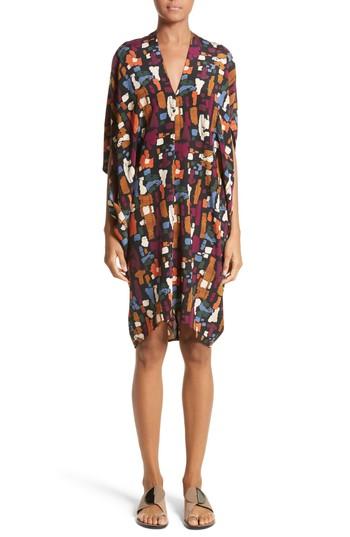 Women's Zero + Maria Cornejo Print Stretch Silk Drape Dress - Black