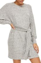 Women's Topshop Tie Front Sweater Dress Us (fits Like 0) - Grey