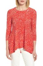 Women's Anne Klein New York Printed Sharkbite Hem Top, Size - Red