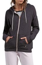 Women's Volcom Lil Zip Front Fleece Hoodie, Size - Black
