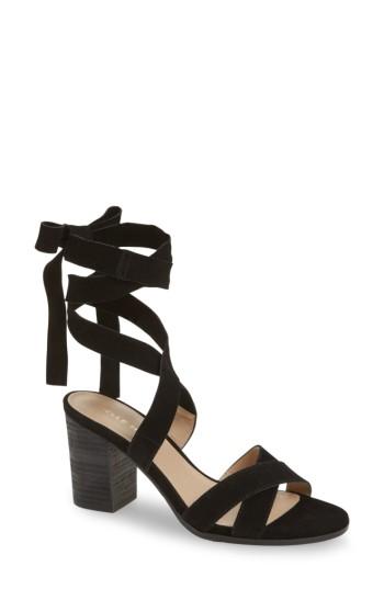 Women's Pelle Moda Bonjour Ankle Wrap Sandal M - Black