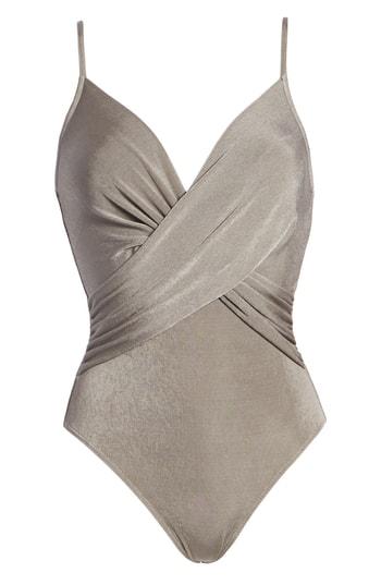 Women's Astr The Label Twist Front Bodysuit - Metallic