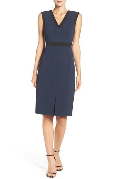 Women's Adrianna Papell Stretch Crepe Sheath Dress - Blue