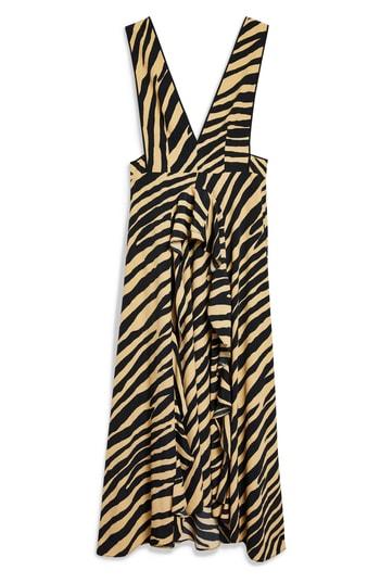 Women's Topshop Pinafore Midi Dress Us (fits Like 0-2) - Beige