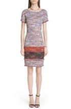 Women's St. John Collection Vertical Fringe Multi Tweed Knit Dress - Orange