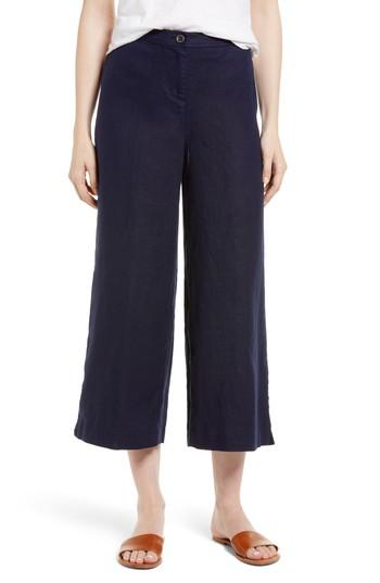 Women's Eileen Fisher Wide Leg Organic Linen Pants - Blue