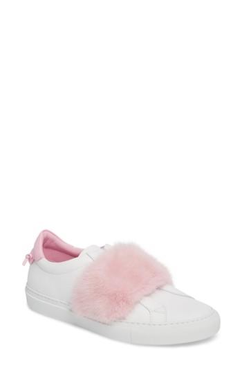 Women's Givenchy Urban Street Slip-on Sneaker With Genuine Mink Fur Trim Us / 39eu - White