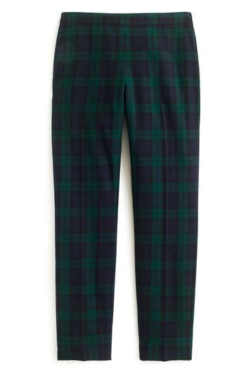 Women's J.crew Martie Black Watch Stretch Wool Blend Crop Pants - Blue