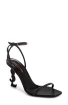 Women's Saint Laurent Opyum Ysl Studded Ankle Strap Sandal Us / 35eu - Black