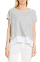 Women's Two By Vince Camuto Chiffon High/low Hem Knit Tee - Grey