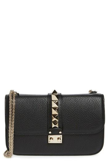 Valentino Garavani Medium Lock Studded Leather Shoulder Bag -
