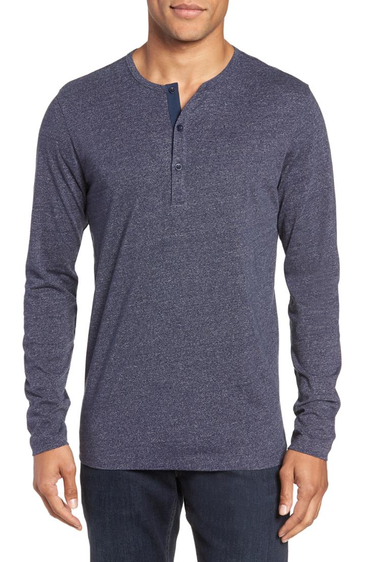 Men's Nordstrom Men's Shop Fit Henley, Size Medium - Blue