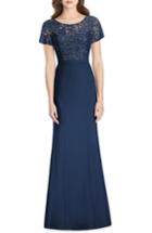 Women's Jenny Packham Embellished Lace Gown - Blue