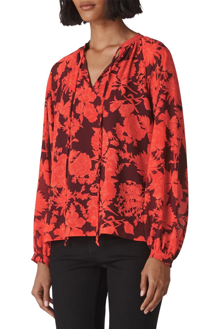 Women's Whistles Tie Neck Floral Blouse Us / 6 Uk - Red
