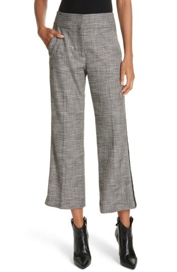 Women's Veronica Beard Cormac Side Stripe Check Trousers - Grey
