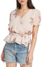 Women's Willow & Clay Floral Faux Wrap Top, Size - Pink