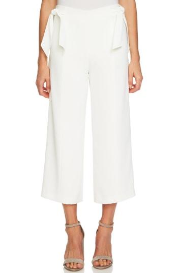 Women's Cece Double Tie Stretch Crepe Wide Leg Pants - Ivory