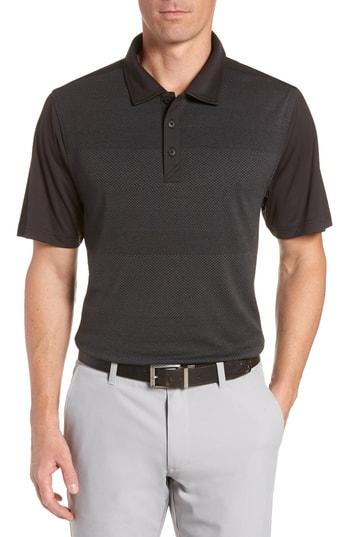 Men's Cutter & Buck Crescent Striped Polo - Black