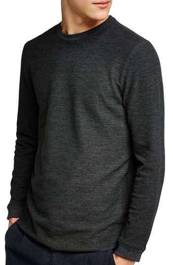 Men's Topman Slim Fit Waffle Knit Long Sleeve T-shirt - Grey
