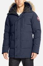 Men's Canada Goose 'carson' Slim Fit Hooded Packable Parka With Genuine Coyote Fur Trim - Blue