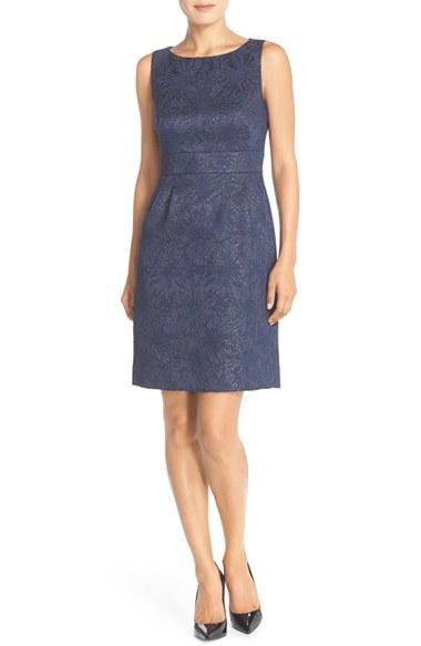 Women's Tahari Jacquard Sheath Dress - Blue