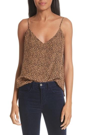 Women's L'agence Jane Leopard Print Silk Camisole - Black