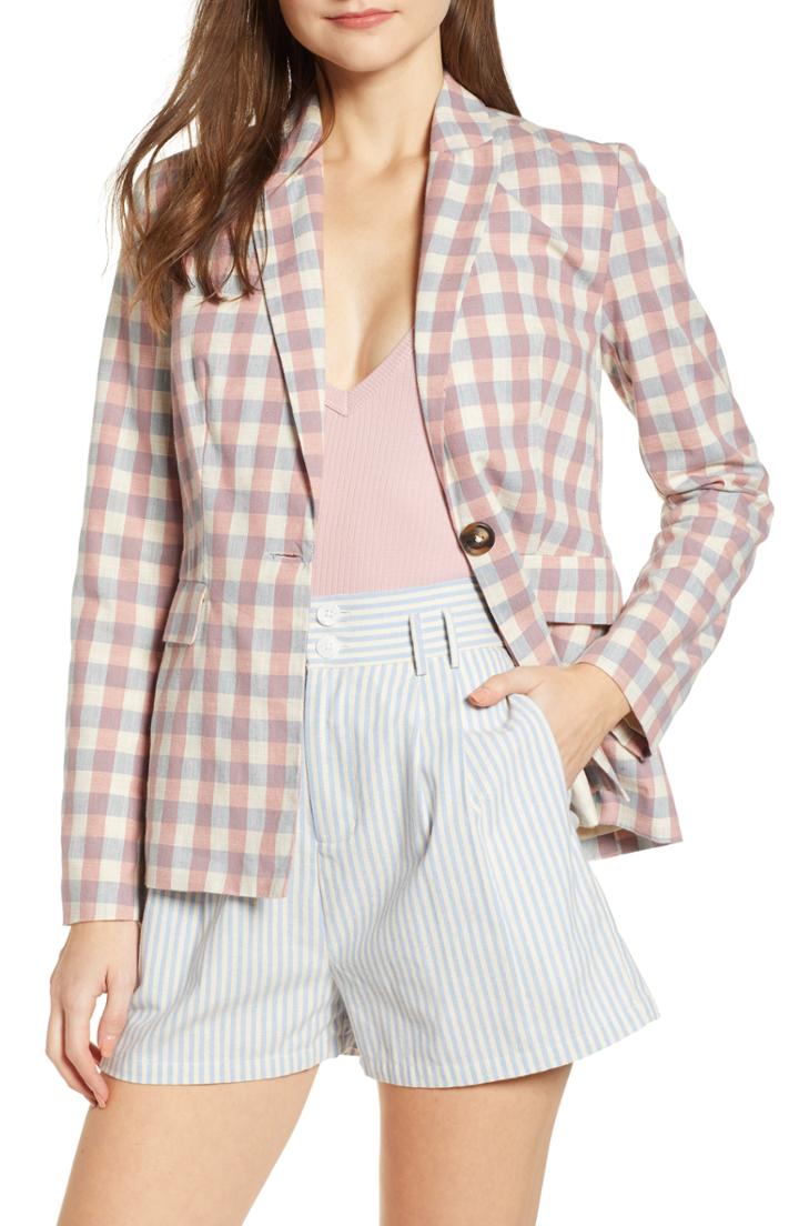Women's English Factory Gingham Check Blazer - Beige