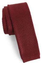 Men's Ted Baker London Birdseye Knit Silk Skinny Tie, Size - Burgundy