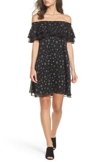 Women's Sam Edelman Ruffle Off The Shoulder Shift Dress - Black