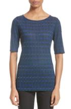 Women's St. John Collection Chain Link Print Jersey Top, Size - Blue