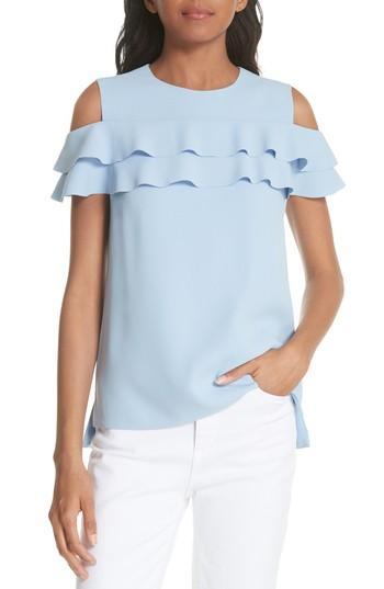 Women's Ted Baker London Cold Shoulder Frill Top - Blue