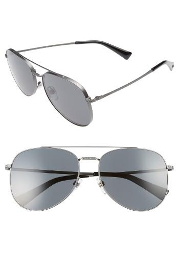 Women's Valentino 56mm Aviator Sunglasses - Matte Ruthenium/ Grey Crystal