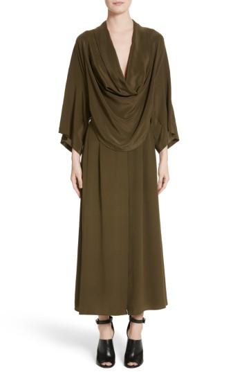 Women's Michael Kors Silk Crepe De Chine Cowl Neck Shirtdress - Green