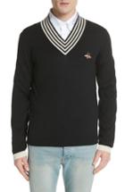 Men's Gucci Bee Applique Wool Pullover Sweater - Black