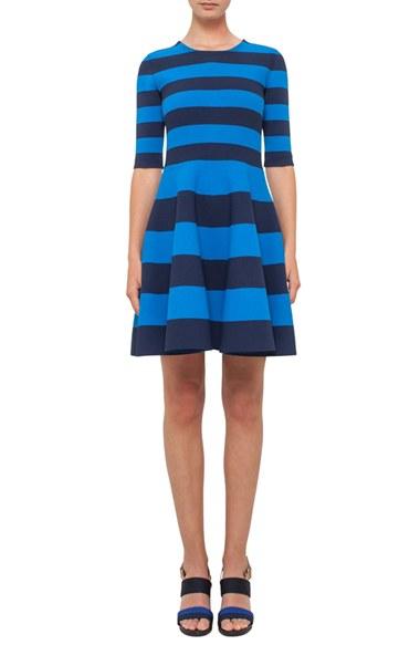 Women's Akris Punto Stripe Milano Knit Fit & Flare Dress