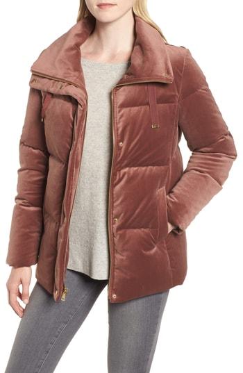 Women's Cole Haan Signature Quilted Velvet Jacket - Beige