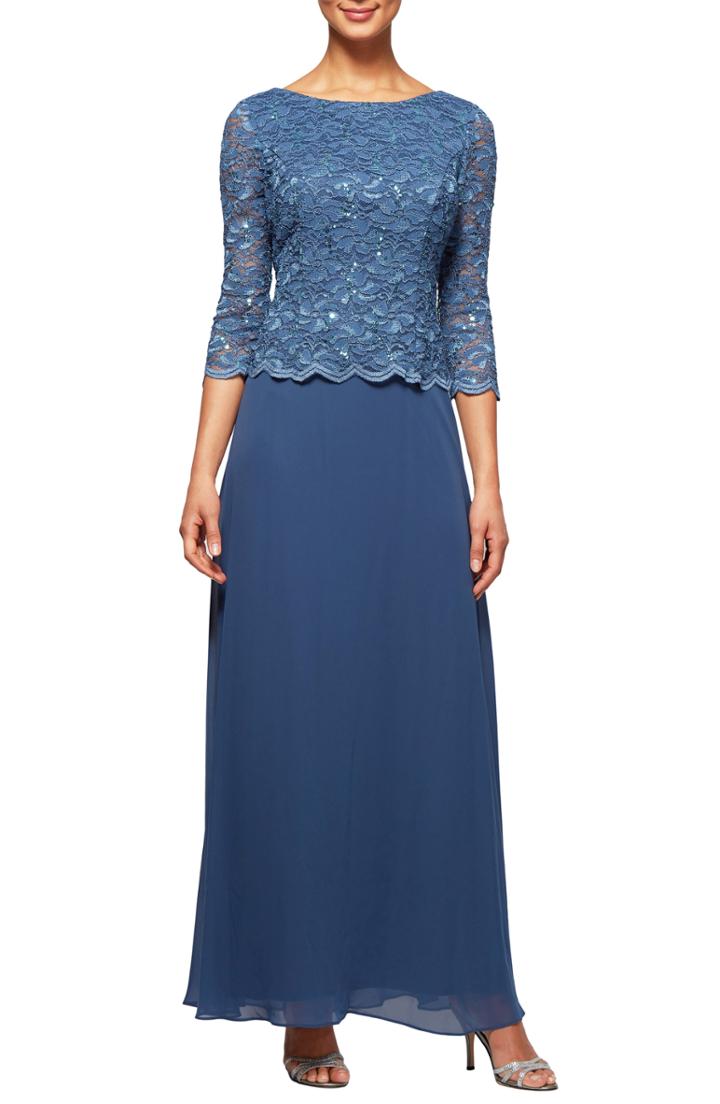 Women's Alex Evenings Mock Two-piece Dress (similar To 14w) - Blue