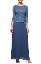 Women's Alex Evenings Mock Two-piece Dress (similar To 14w) - Blue