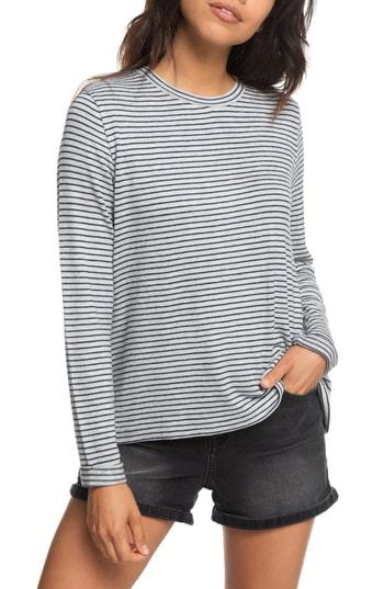 Women's Roxy Chasing You Stripe Knit Top - Grey