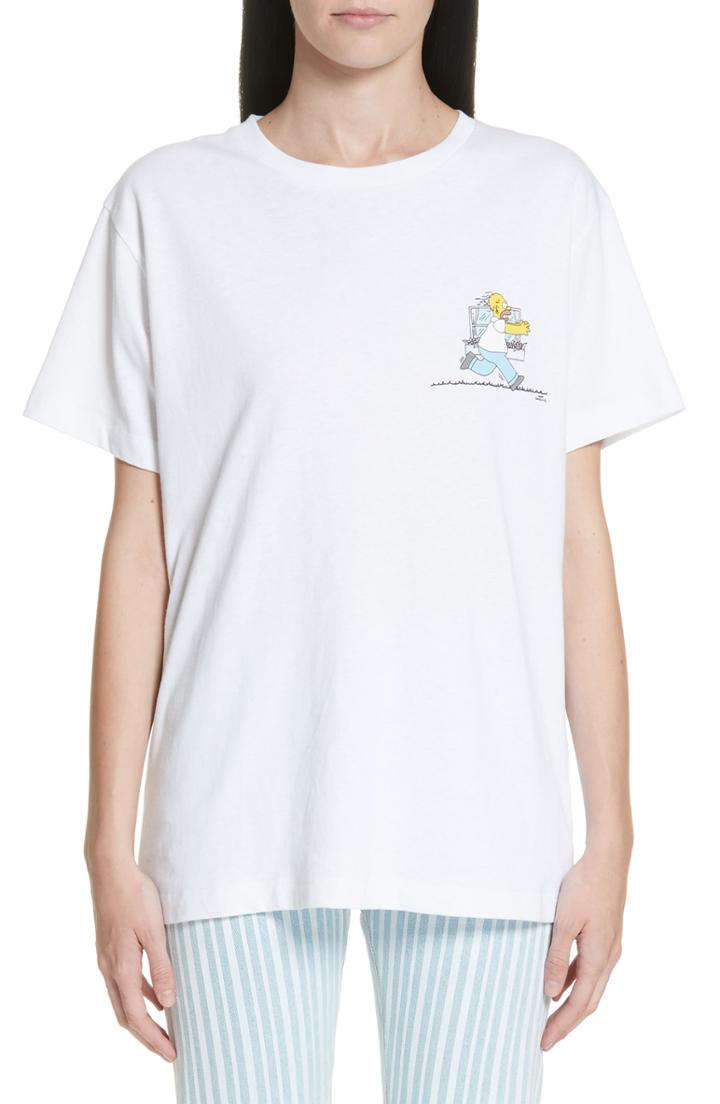 Women's Off-white Homer & Bart Short Sleeve Skinny Tee - White