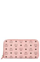 Women's Mcm Visetos Coated Canvas Zip Wallet - Pink