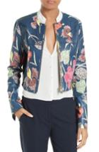 Women's Diane Von Furstenberg Zip Front Print Leather Jacket