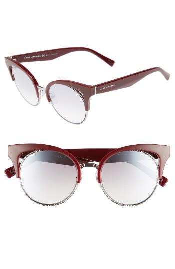 Women's Marc Jacobs 51mm Gradient Lens Cat Eye Sunglasses - Opal/ Burgundy