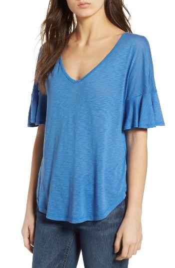 Women's Splendid Ruffle Sleeve Tee - Blue