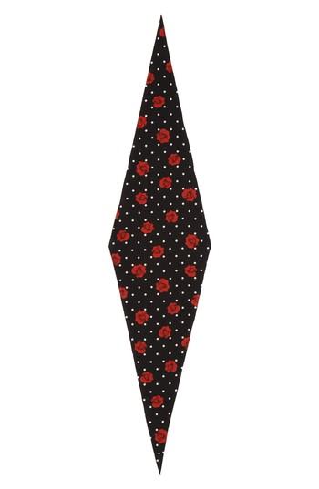 Women's Saint Laurent Roses Polka Silk Diamond Scarf, Size - Black