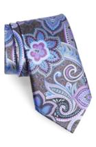 Men's Ermenegildo Zegna Quindici Floral Paisley Silk Tie, Size - Grey