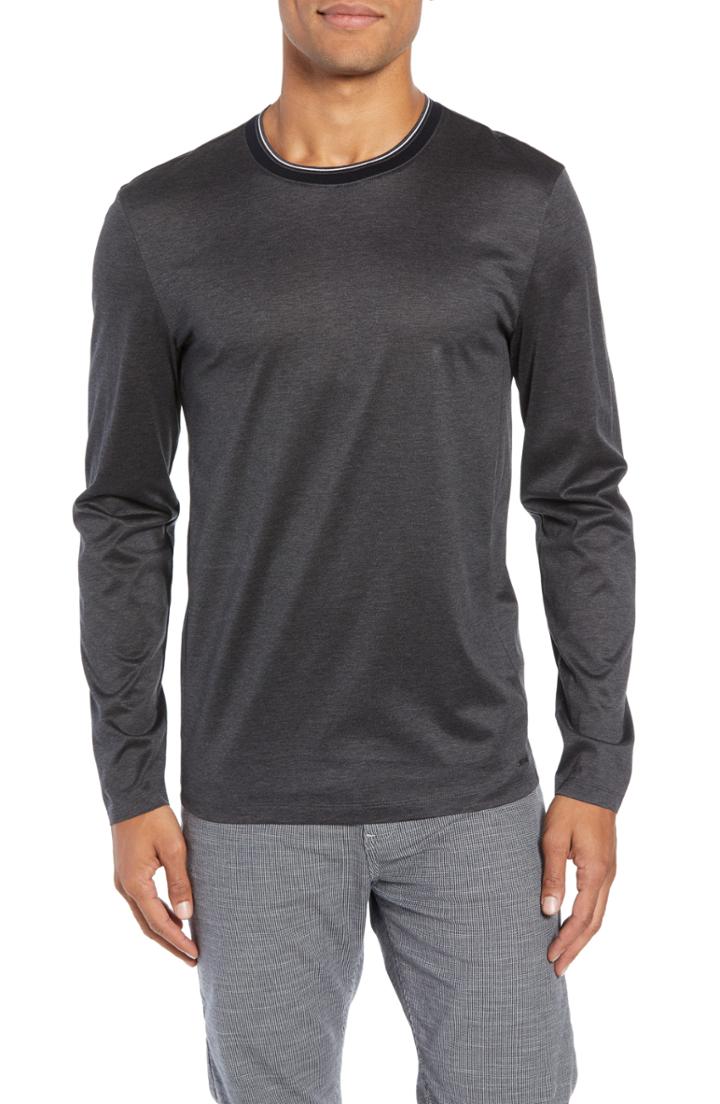 Men's Boss Tenison Mercerized Long Sleeve Slim Fit T-shirt - Grey