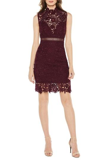 Women's Bardot Paris Lace Body-con Dress - Burgundy
